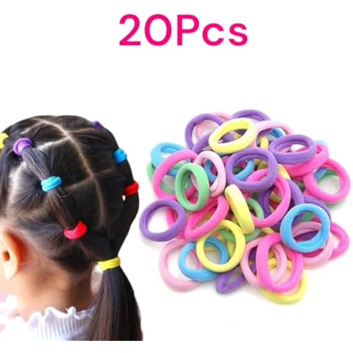 توك شعر رجميلة للبنات الأطفال -100 مطاط + 20 توكة + كارت مكون من (2 توكة Elastic + 4 قفازات صغير) (اللون والشكل عشوائي) - Image 3